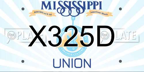 X325D Mississippi License Plate
