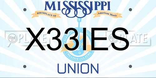 X33IES Mississippi License Plate
