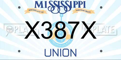 X387X Mississippi License Plate