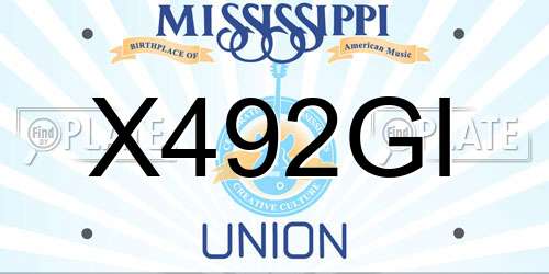 X492GI Mississippi License Plate