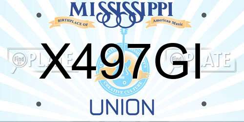 X497GI Mississippi License Plate