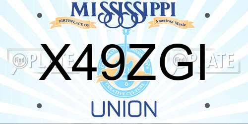 X49ZGI Mississippi License Plate
