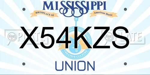 X54KZS Mississippi License Plate