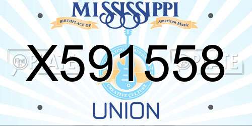 X591558 Mississippi License Plate