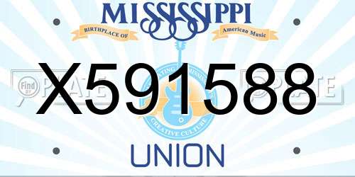 X591588 Mississippi License Plate