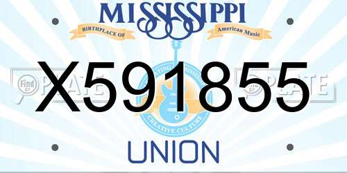 X591855 Mississippi License Plate
