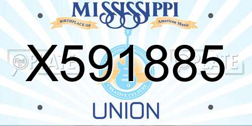 X591885 Mississippi License Plate