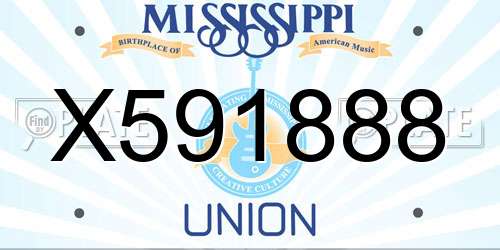 X591888 Mississippi License Plate