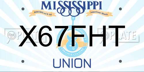 X67FHT Mississippi License Plate