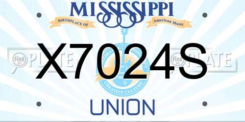 X7024S Mississippi License Plate