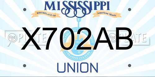 X702AB Mississippi License Plate
