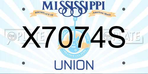X7074S Mississippi License Plate