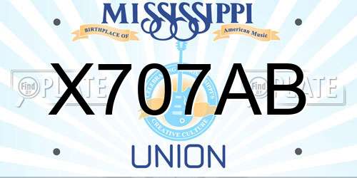X707AB Mississippi License Plate