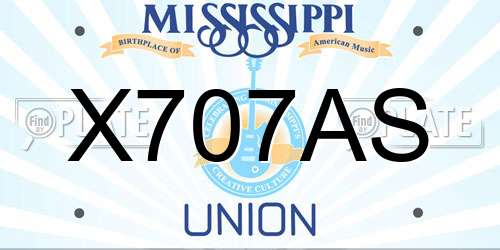 X707AS Mississippi License Plate