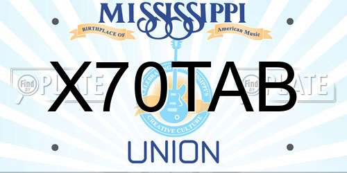 X70TAB Mississippi License Plate