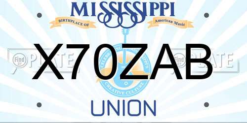 X70ZAB Mississippi License Plate