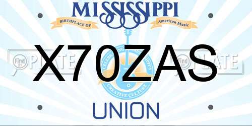 X70ZAS Mississippi License Plate