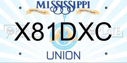 X81DXC Mississippi License Plate