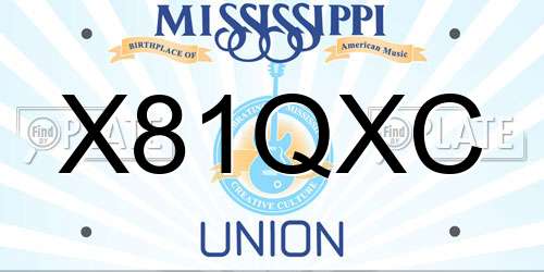 X81QXC Mississippi License Plate