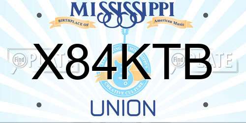 X84KTB Mississippi License Plate