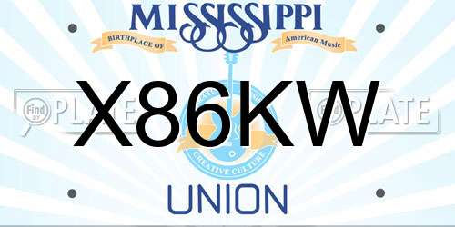 X86KW Mississippi License Plate