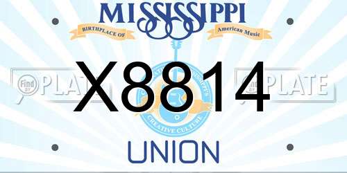 X8814 Mississippi License Plate