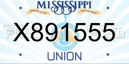 X891555 Mississippi License Plate