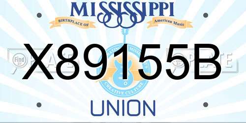 X89155B Mississippi License Plate