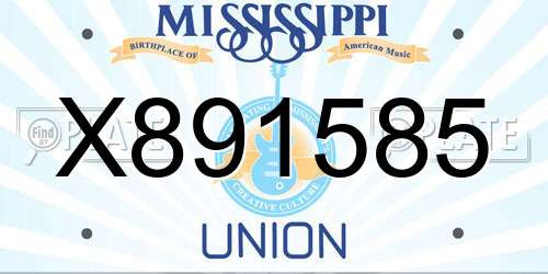 X891585 Mississippi License Plate