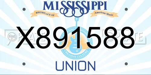 X891588 Mississippi License Plate