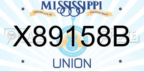 X89158B Mississippi License Plate