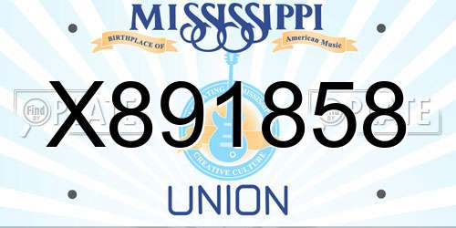 X891858 Mississippi License Plate