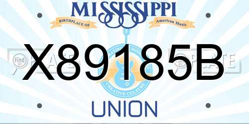 X89185B Mississippi License Plate
