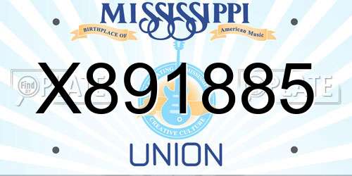 X891885 Mississippi License Plate