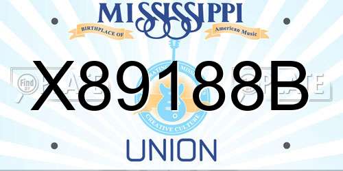 X89188B Mississippi License Plate