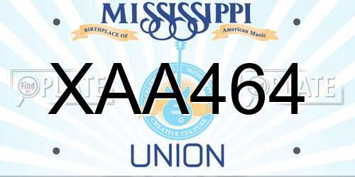 XAA464 Mississippi License Plate