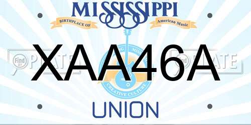 XAA46A Mississippi License Plate