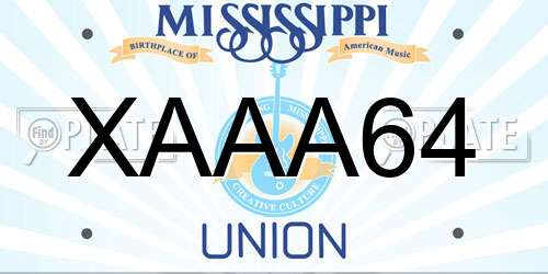 XAAA64 Mississippi License Plate