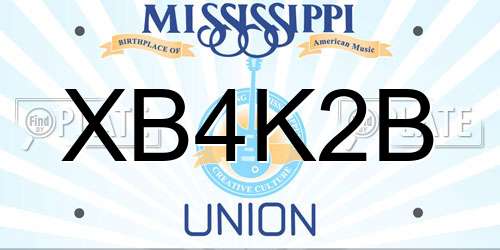 XB4K2B Mississippi License Plate