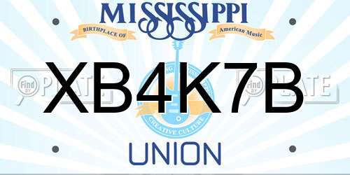 XB4K7B Mississippi License Plate
