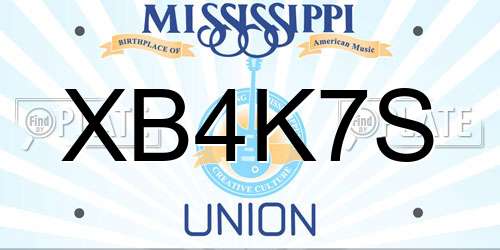 XB4K7S Mississippi License Plate