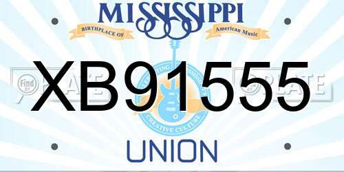 XB91555 Mississippi License Plate