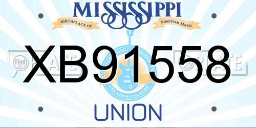 XB91558 Mississippi License Plate