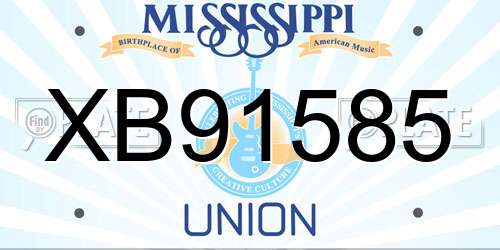 XB91585 Mississippi License Plate