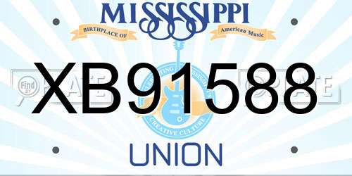 XB91588 Mississippi License Plate