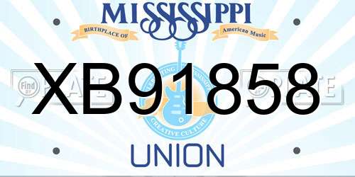 XB91858 Mississippi License Plate