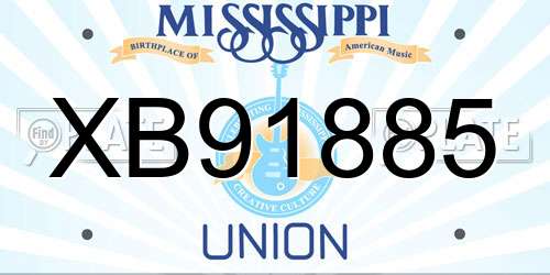 XB91885 Mississippi License Plate