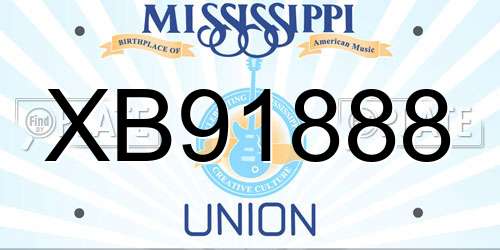 XB91888 Mississippi License Plate