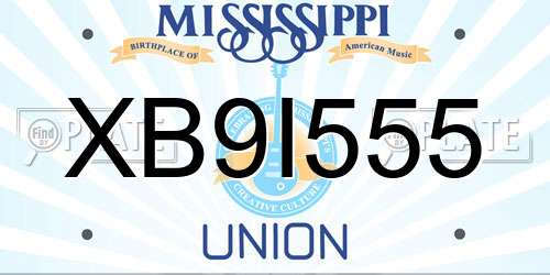 XB9I555 Mississippi License Plate