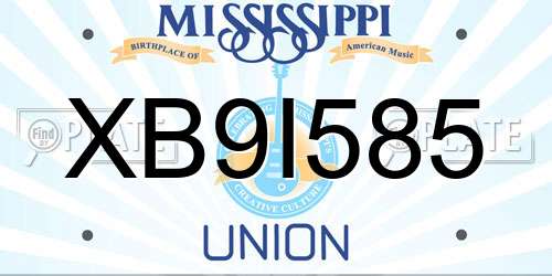 XB9I585 Mississippi License Plate